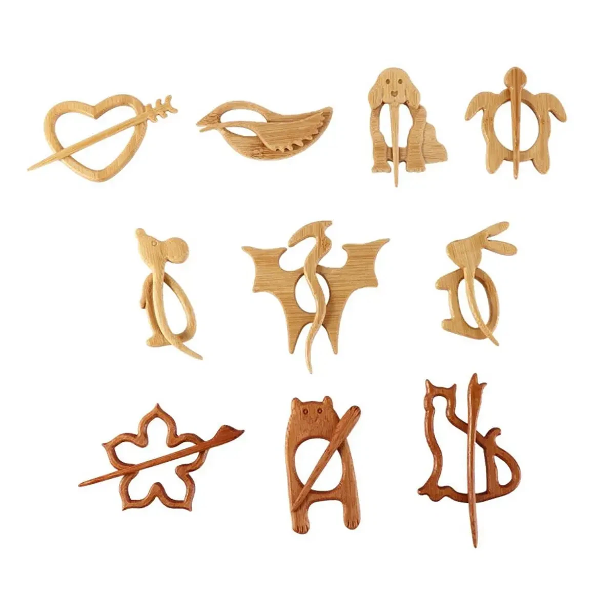 Cartoon Wood Brooch Pin Cartoon Wood Brooch Pin